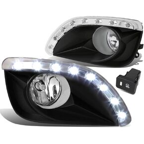 DNA MOTORING FL-ZTL-137-CH LED DRL Fog Light With Switch Driver & Passenger Side Enhance visibility [Compatible with 10-11 Camry]