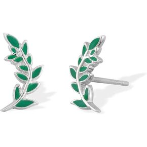 Boma Jewelry Sterling Silver Branch Climber Stud Earrings with Hand Painted Enamel