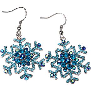 YACQ Women's Large Snowflake Hypoallergenic Dangle Earrings - 2 Inch - Christmas Holiday Party Jewelry Gifts
