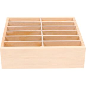 Sewroro Phone Storage Box Cell Phone Storage Box Wooden Mobile Phone Desktop Organizer Box 12 Grids Desktop Phone Storage Box for Classroom Office (brown) Wooden Desktop Storage Box
