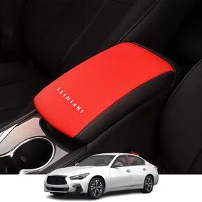 Kakash Custom Interior Accessories for Infiniti Q50 2014-2017 2018 2019 2020 2021 2022 2023 2024 Leather Center Console Cover Armrest Pad,Waterproof Anti-Scratch Protector Your Armrest(Carbon Fiber)