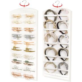 OAOLEER Claw Clip Organizer, Double-Sided Hair Clip Organizer Storage For Girls Women, Hanging Claw Clip Holder Hair Clip Display for Closet, Wall, Door Room Jewelry Shop (Beige)