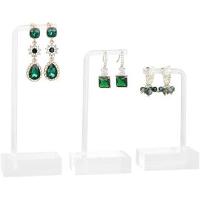 GemeShou 3pcs transparent earring T stand jewelry display for show, acrylic earring hanger for women, small clear earring holder for selling, jewelry Photography props【3pcs earring stand-T shape】