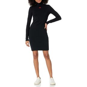 HUGO Women's Naloniki Mock Turtle Neck Long Sleeve Short Dress