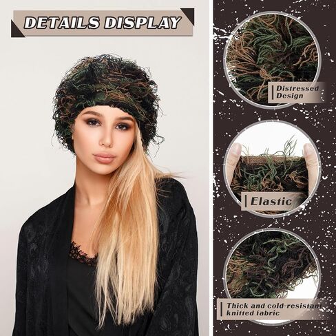 Chuarry Distressed Knitted Beanie Fuzzy Winter Hats Thick Warm Beanies Y2k Beanie Snow Knit Cap Skull for Women Men in Saudi Arabia