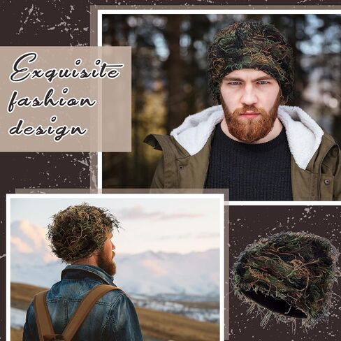 Chuarry Distressed Knitted Beanie Fuzzy Winter Hats Thick Warm Beanies Y2k Beanie Snow Knit Cap Skull for Women Men in Saudi Arabia