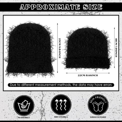 Chuarry Distressed Knitted Beanie Fuzzy Winter Hats Thick Warm Beanies Y2k Beanie Snow Knit Cap Skull for Women Men in Saudi Arabia