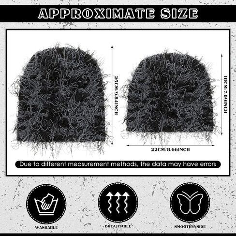 Chuarry Distressed Knitted Beanie Fuzzy Winter Hats Thick Warm Beanies Y2k Beanie Snow Knit Cap Skull for Women Men in Saudi Arabia