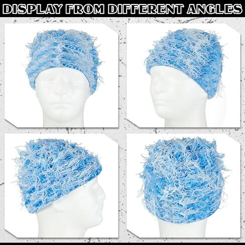 Chuarry Distressed Knitted Beanie Fuzzy Winter Hats Thick Warm Beanies Y2k Beanie Snow Knit Cap Skull for Women Men in Saudi Arabia