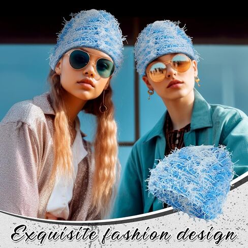 Chuarry Distressed Knitted Beanie Fuzzy Winter Hats Thick Warm Beanies Y2k Beanie Snow Knit Cap Skull for Women Men in Saudi Arabia
