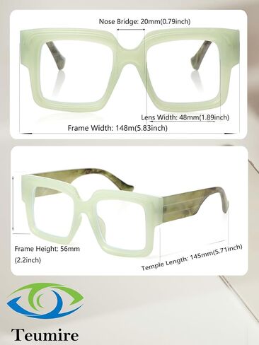 Oversized Square Blue Light Glasses Women Men Thick Big Frame Computer Eyewear Non Prescription Eye Glasses in Saudi Arabia