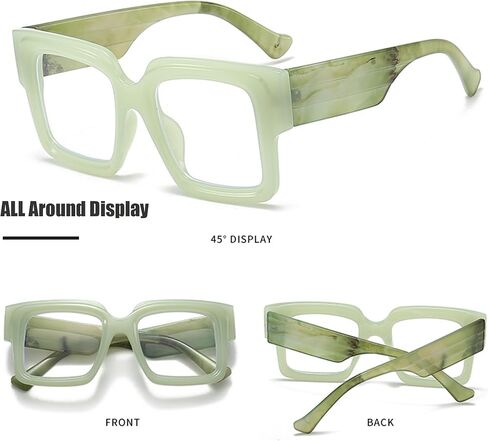 Oversized Square Blue Light Glasses Women Men Thick Big Frame Computer Eyewear Non Prescription Eye Glasses in Saudi Arabia