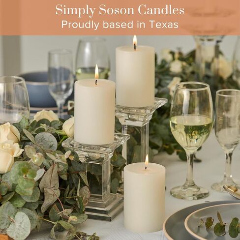 Simply Soson 3x6 inch Ivory Pillar Candles Set of 6, Smooth Texture, Unscented Ivory Candles, Dripless Candles, 3 inch Pillar Candles Ideal as Wedding, Parties, Spas, Dinner, Home Decoration, Church in Saudi Arabia