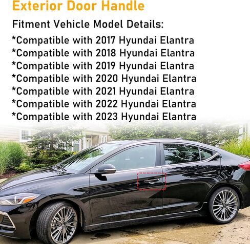 متوافق مع مقبض الباب الخارجي Hyundai Elantra 2017-2022 مع فتحة مفتاح، استبدال مقبض الباب الأمامي الأيسر للسائق لـ 82651-F2010 82652-F2010، مقبض باب خارجي أسود قطعة واحدة in Saudi Arabia