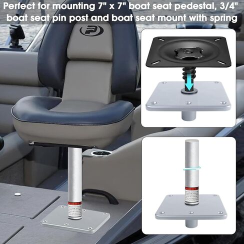 Boat Seat Pedestal Mount Package with Lock in 3/4" Boat Seat Pin Post & 7" x 7" Marine Boat Seat Base Pedestal Plate & Boat Seat Mount, Boat Seat Mount Kit for Boat Pontoon Boat Fishing Boat Bass Boat in Saudi Arabia