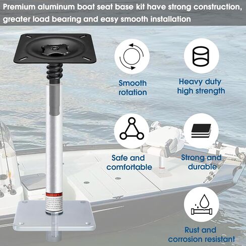 Boat Seat Pedestal Mount Package with Lock in 3/4" Boat Seat Pin Post & 7" x 7" Marine Boat Seat Base Pedestal Plate & Boat Seat Mount, Boat Seat Mount Kit for Boat Pontoon Boat Fishing Boat Bass Boat in Saudi Arabia