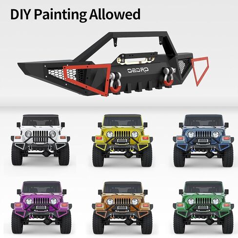 OEDRO Front Bumper Compatible with 1987-2006 Jeep Wrangler TJ & YJ & LJ, Full Width Off Road with D-Rings & Winch Plate in Kuwait
