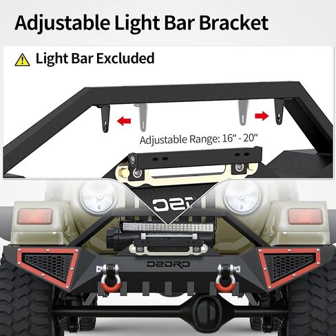 OEDRO Front Bumper Compatible with 1987-2006 Jeep Wrangler TJ & YJ & LJ, Full Width Off Road with D-Rings & Winch Plate in Kuwait
