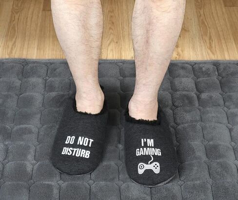 DICUIRD Mens Soft Soles Slipper Socks With Grippers, Cozy&Warm Slippers With Non Skid Bottoms, Fuzzy House Slippers in Kuwait