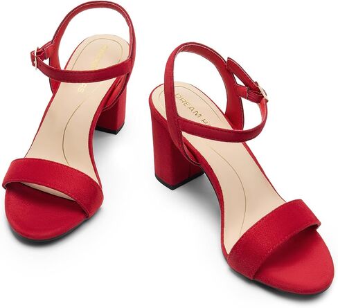 DREAM PAIRS Women's Chunky Heels Block Round Open Toe Ankle Strap Heel Fashion Wedding Party Comfort Dress Sandals Shoes in Kuwait