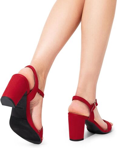 DREAM PAIRS Women's Chunky Heels Block Round Open Toe Ankle Strap Heel Fashion Wedding Party Comfort Dress Sandals Shoes in Kuwait