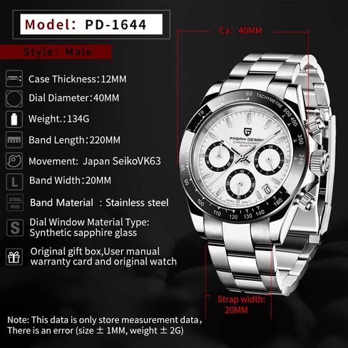 Pagani Design Men's Watches Sapphire Stainless Steel 100M Waterproof Luxury 40mm Sports Quartz Chronograph Wrist Watches in Kuwait