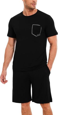 Bamboo Viscose Men's Pajama Sets Short Sleeve Sleepwear Summer Pj Shorts Set in Saudi Arabia