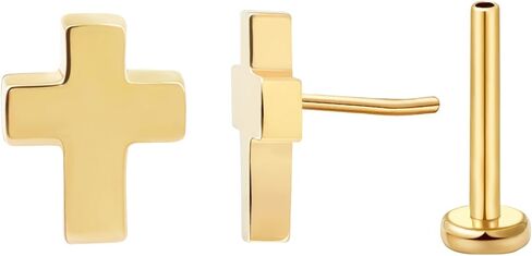 FANSING Cross Flat Back Earring for Helix Cartilage Conch Tragus Threadless Push Pin Labret Stud in Kuwait