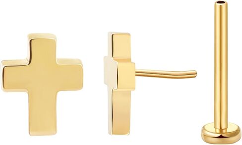 FANSING Cross Flat Back Earring for Helix Cartilage Conch Tragus Threadless Push Pin Labret Stud in Kuwait