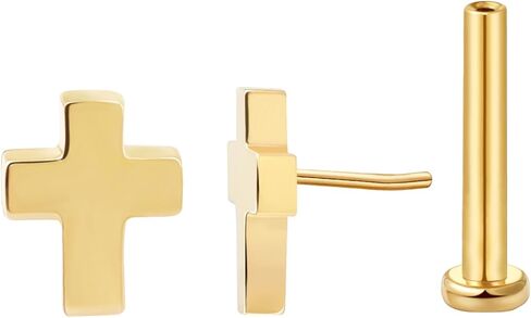 FANSING Cross Flat Back Earring for Helix Cartilage Conch Tragus Threadless Push Pin Labret Stud in Kuwait