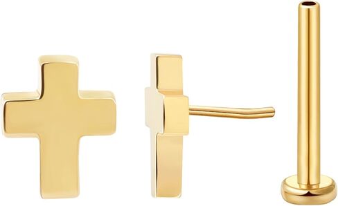 FANSING Cross Flat Back Earring for Helix Cartilage Conch Tragus Threadless Push Pin Labret Stud in Kuwait