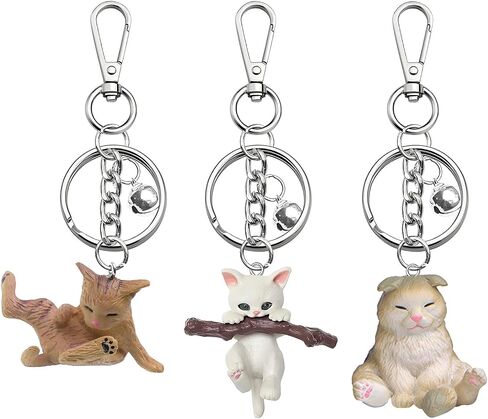 Cat Keychain, Funny Kitten Trinket Key Ring, Kawaii Key Chain, Charms Accessories Bag Decor For Women Girls in Kuwait