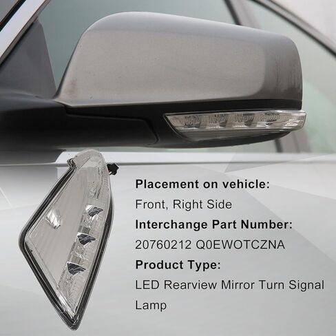XQSMWF الجانب الأيمن للراكب LED مرآة الرؤية الخلفية بدوره إشارة الضوء متوافق مع Buick Lacrosse 2009 2010 2011 2012 2013 2014 2015 # 20760212 Q0EWOTCZNA in Kuwait