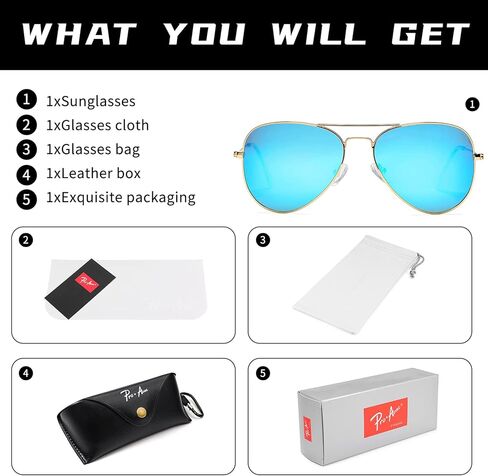 Pro Acme Classic Polarized Aviator Sunglasses for Women Men, Lightweight Metal Pilot Frame UV400 Protection 58MM in Kuwait