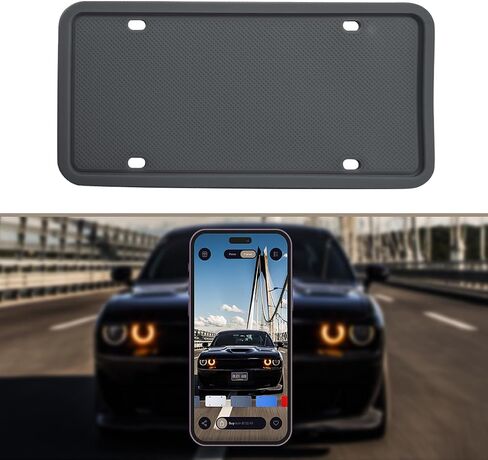 Silicone Light Weight USA Standard Car License Plate Frame Cover Weather-Proof, Universal USA Canada Men Women Front Rear Car Tag Holder, Plate Jade Moble App Approved (Gray) in Kuwait