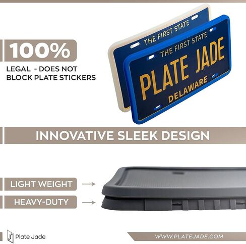 Silicone Light Weight USA Standard Car License Plate Frame Cover Weather-Proof, Universal USA Canada Men Women Front Rear Car Tag Holder, Plate Jade Moble App Approved (Gray) in Kuwait