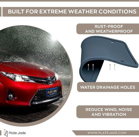 Silicone Light Weight USA Standard Car License Plate Frame Cover Weather-Proof, Universal USA Canada Men Women Front Rear Car Tag Holder, Plate Jade Moble App Approved (Gray) in Kuwait