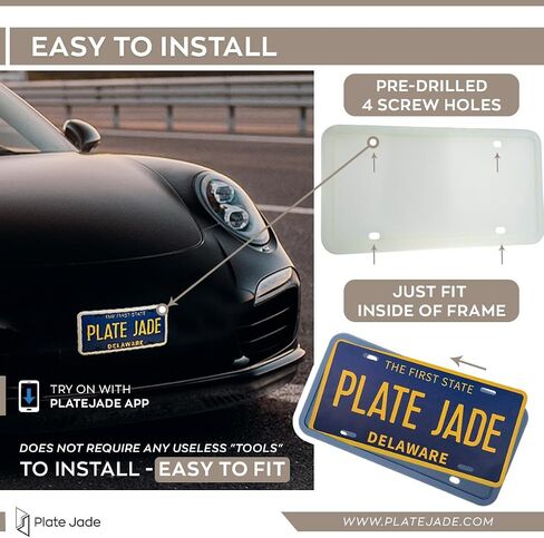Silicone Light Weight USA Standard Car License Plate Frame Cover Weather-Proof, Universal USA Canada Men Women Front Rear Car Tag Holder, Plate Jade Moble App Approved (Gray) in Kuwait
