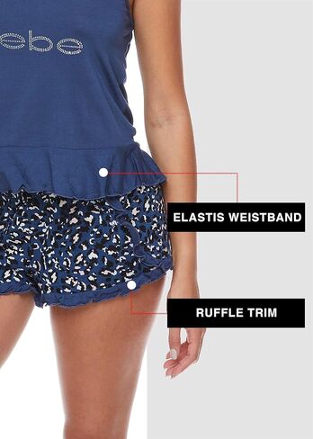 طقم بيجامات نسائية من بيبي مكون من قطعتين - طقم ملابس نوم مكون من قميص بدون أكمام وسروال بيجامة قصير in Kuwait