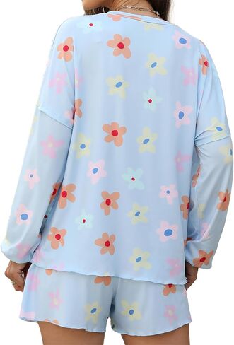 Women Knit Pajamas Set Nightwear Long Sleeve Shirt 2 Pieces Casual Button Outfit Lounge Sleepwear Sets in Saudi Arabia