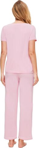 بيجامة للنساء - فسكوز مصنوع من الخيزران، طقم بيجامة ناعم بأكمام قصيرة وسروال وملابس نوم in Kuwait