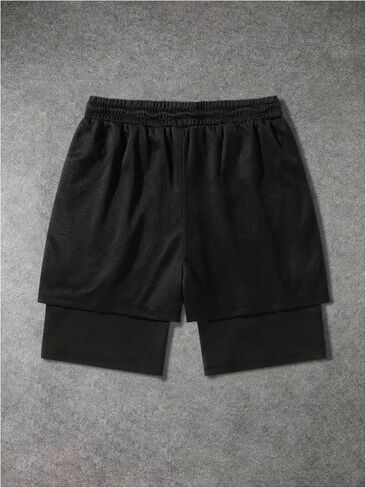 Men's 2 in 1 Running Shorts with Liner Cross Graphic Drawstring Athletic Gym Workout Shorts in Saudi Arabia
