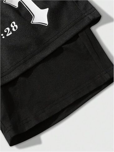 Men's 2 in 1 Running Shorts with Liner Cross Graphic Drawstring Athletic Gym Workout Shorts in Saudi Arabia