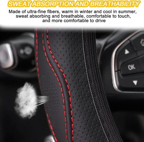 غطاء عجلة قيادة السيارة المرن القابل للتمدد، واقي عجلة قيادة السيارة من الجلد المصنوع من الألياف الدقيقة غير قابل للانزلاق، ملحقات الديكور الداخلي للسيارة الناعمة القابلة للتنفس، عالمية للمركبات الترفيهية وسيارات الدفع الرباعي والشاحنات (أزرق) in Kuwait