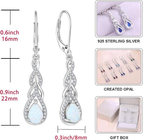Starchenie Dangle Drop Earrings for Women 925 Sterling Silver Leverback Earrings Birthstone Jewelry in Saudi Arabia