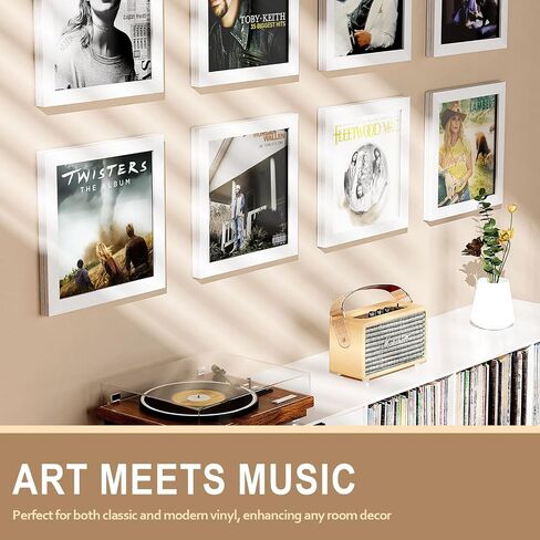 Emfogo Vinyl Record Frame Wall Front Opening, 3-Pack Album Frames for Vinyl Records Display, Vinyl Frame for 12x12 Inch LP Vinyl Record Cover Display (3 Pack/Black) in Kuwait