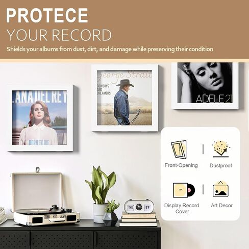 Emfogo Vinyl Record Frame Wall Front Opening, 3-Pack Album Frames for Vinyl Records Display, Vinyl Frame for 12x12 Inch LP Vinyl Record Cover Display (3 Pack/Black) in Kuwait