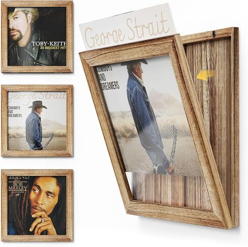 Emfogo Vinyl Record Frame Wall Front Opening, 3-Pack Album Frames for Vinyl Records Display, Vinyl Frame for 12x12 Inch LP Vinyl Record Cover Display (3 Pack/Black) in Kuwait