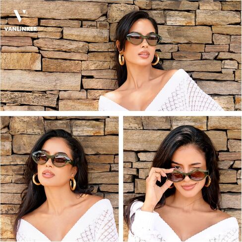 VANLINKER Polarized Trendy Thick Oval Round Sunglasses for Women Retro Shades VL9825 in Kuwait