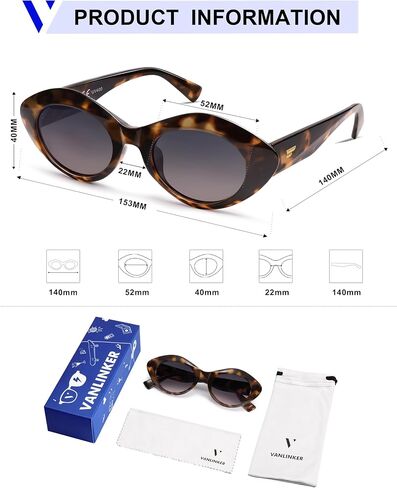 VANLINKER Polarized Trendy Thick Oval Round Sunglasses for Women Retro Shades VL9825 in Kuwait
